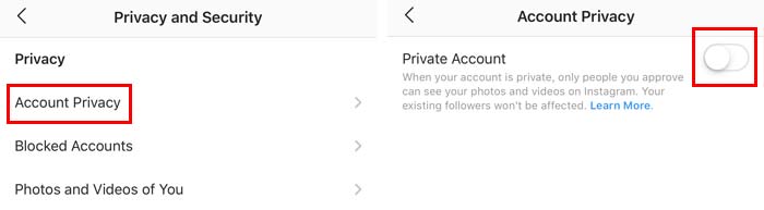 Instagram Private Account Settings