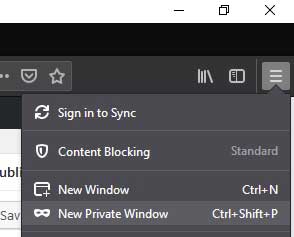 Firefox private window