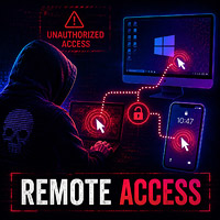 Remote-access attacker controlling a computer and smartphone from another device